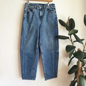 Old Navy High Rise Baggy Barrel Jeans Womens 10 Tall Balloon Tapered Preppy Boho